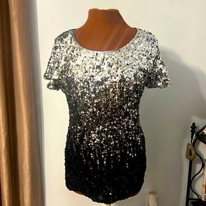 Silver/Black Sequin Top XL